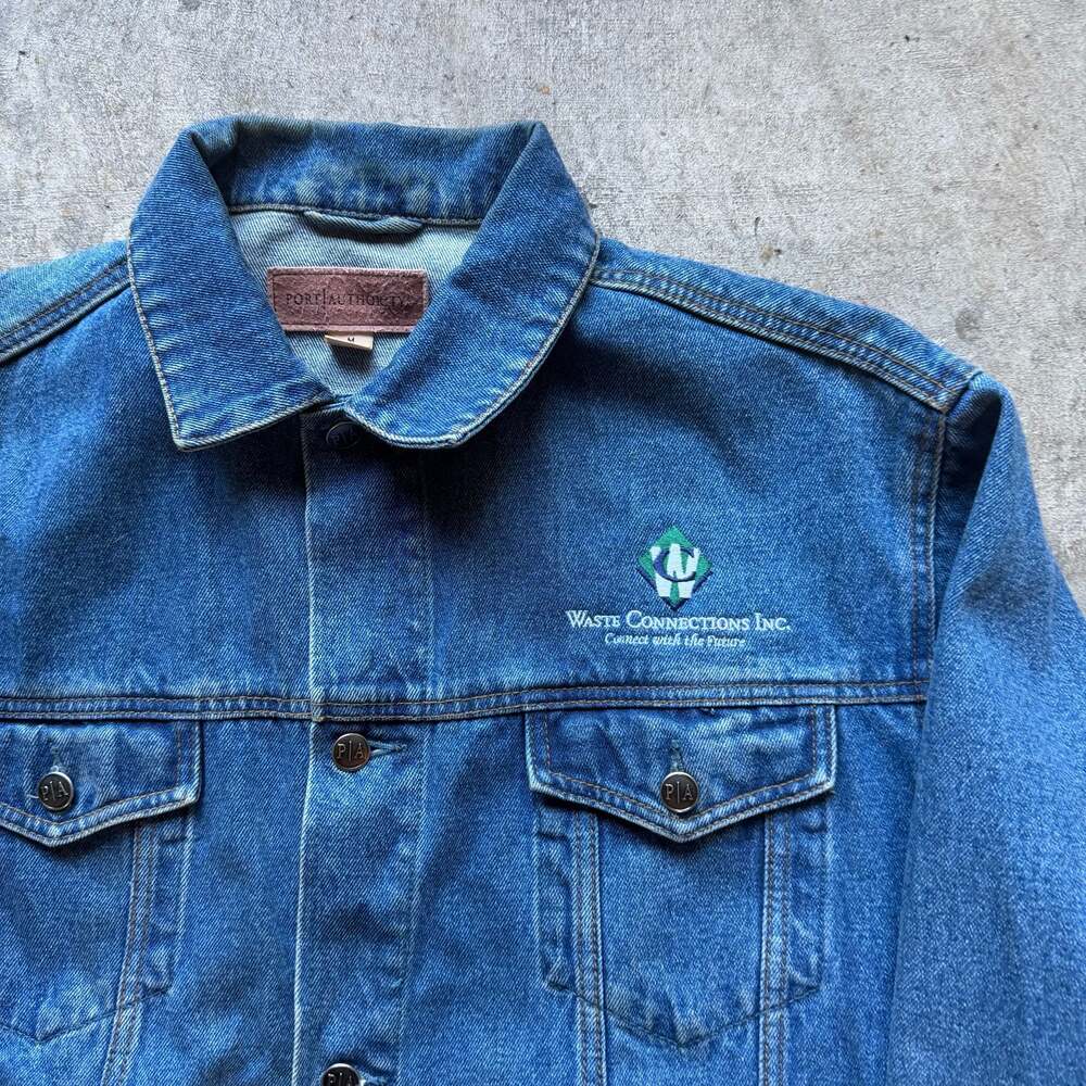 Port Authority Blue Denim Trucker Jacket with Waste Connections Inc. Logo, Size - Picture 3 of 7